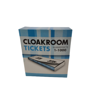 Cloakroomtickets BLAUWE garderobebonnen/ loten nummersets 1-1000 garderobenummers